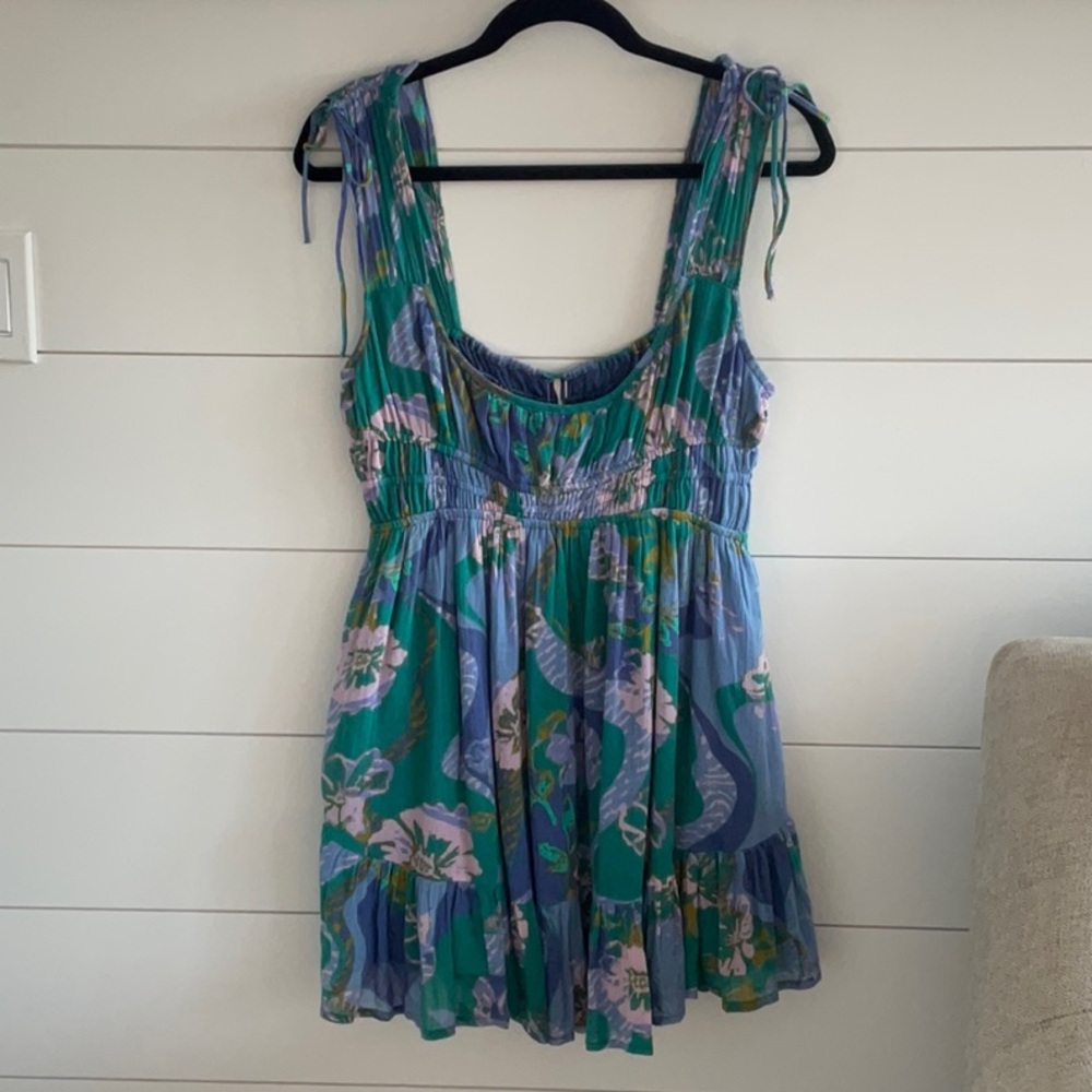 Free People Blue and Green Floral dress